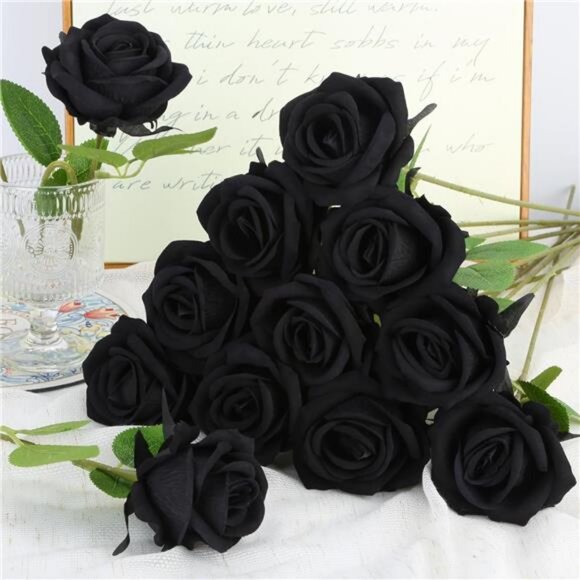 Roses Artificial Flowers, Fake Velvet Silk Roses in Bulk for Home Decor Indoor - Picture 2 of 7